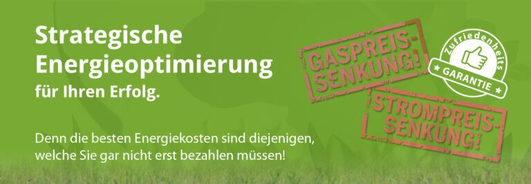 Strategische Energieoptimierung für Ihren Erfolg: Gaspreissenkung, Strompreissenkung mit Zufriedenheitsgarantie.